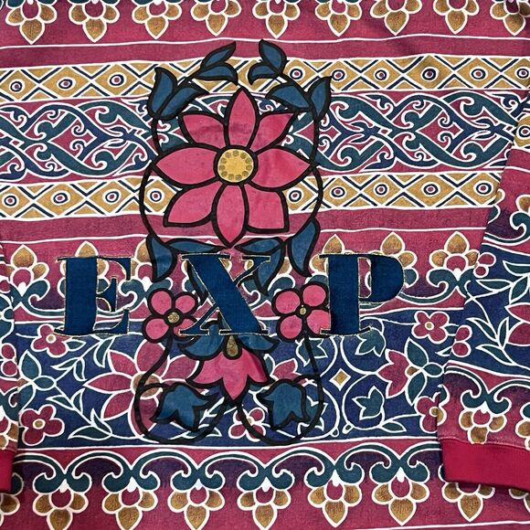 Express Vintage Retro High Neck Floral Sweatshirt 3/4 Sleeves Women's : ‎ Large - Picture 2 of 4